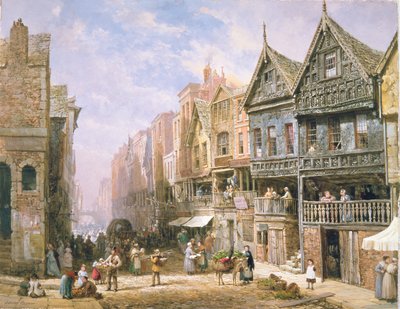 Watergate Street, Blick Richtung Eastgate, Chester, ca. 1870 von Louise Ingram Rayner